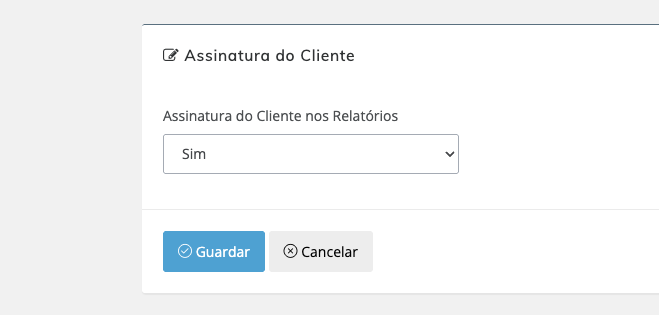Assinatura do Cliente nos relatórios